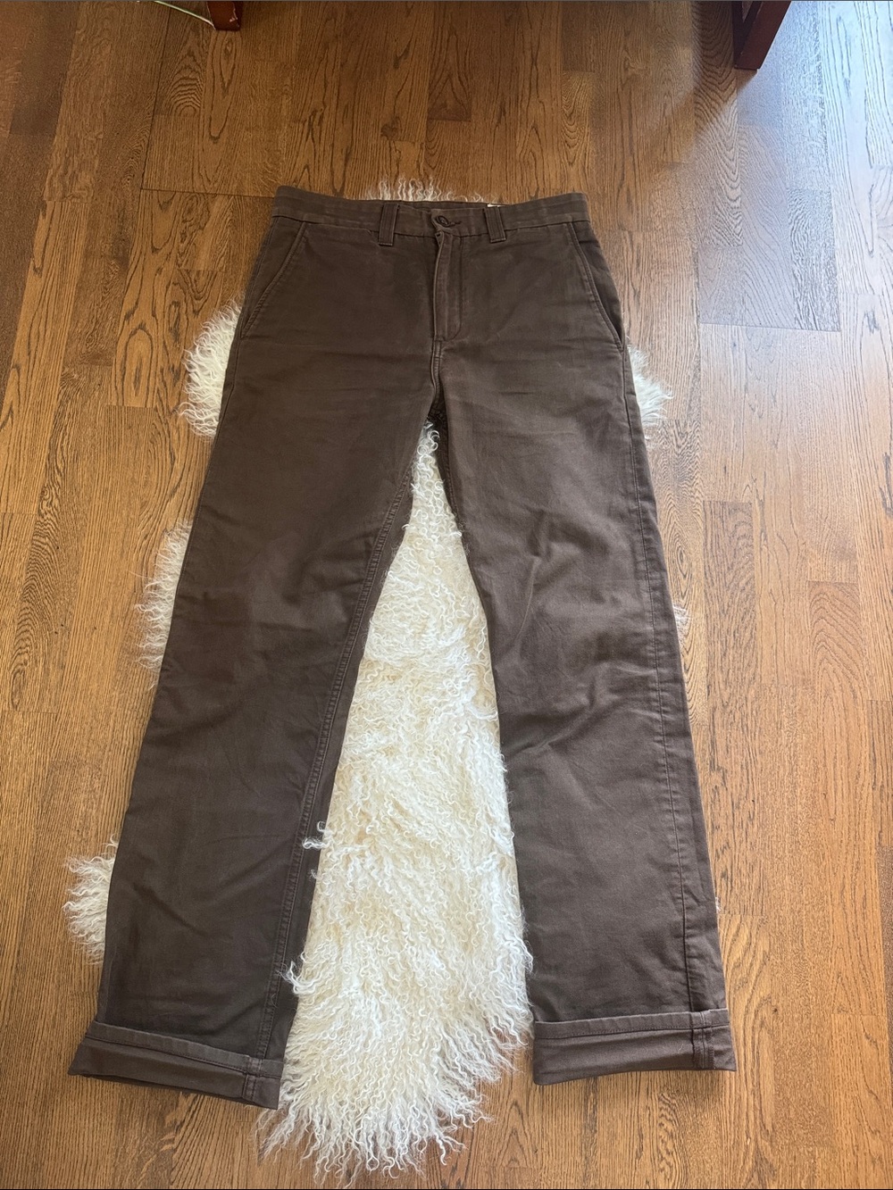 Men's Brown Straight-Leg Cotton Pants